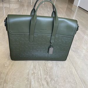 NWOT Coach Sullivan Portfolio Brief in Shamrock Green Signature Leather - C9874